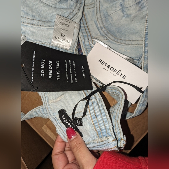 7. NWT RETROFETE ELISE DENIM TOP IN VIVID - Picture 8 of 8